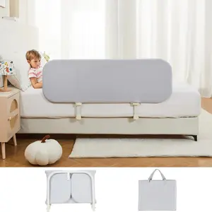 An Baby Bed Rail for Toddlers Portable Travel Kids Beds Guard Rails for Queen Bed Foldable Children Side Railing for Twin Beds Adjustable Bedrail Barandas para Camas de Niños(Grey,32in