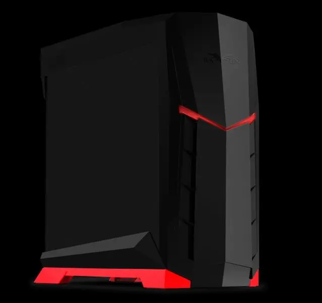 Raven Black with Red ATX Micro ATX PC Case, 90 Degree Motherboard Mounting, 3 Fans Support, 22" H x 10" W x 23" L Plus Window