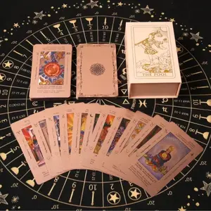 SDIK&SSIK Rose Gold Tarot Cards with Guide Book, Waterproof & Wrinkle-Resistant Foil Tarot Deck for Beginners, Including Chakras, Planets, Zodiac Signs, Elements & Affirmations