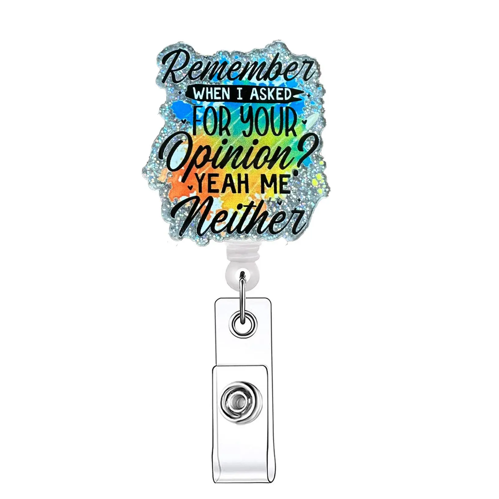 Letter Pattern Retractable Badge Reel, 1 Count Acrylic ID Holder with Clip, Badges & Supplies for Nurses Doctors Students Office Staff, Badge Decoration, Badge Reels Retractable