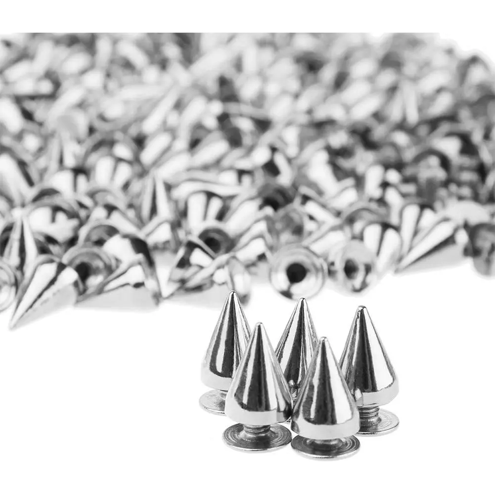 200 Sets/Pairs 9.5mm  Cone Spikes Screwback Studs DIY Craft Cool Rivets Punk