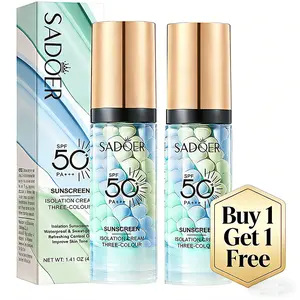【Buy 1 Get 1 Free】3-in-1 SPF 50 Sunscreen Face Primer – Color Correcting Pre-Makeup Base with Oil Control, Pore Minimizing & Hydrating Glow（Summervibes）