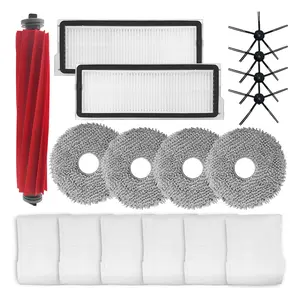 HOME TIMES 17 Pcs Replacement Parts for Roborock Qrevo S Robot Vacuum Cleaner Accessories with 1 Rubber Brushes, 2 HEPA Filters, 4 Side Brushes, 6 Dust Bags, 4 Mop Pads