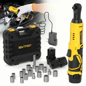 Wireless Electric Ratchet Wrench Set, Brushless Electric Ratchet Wrench, 12V Cordless Ratchet Kit, for Car Repair Screws, Nuts, Angle Charging Wrench, with Battery And Fast Charger, Suitable for Home And Car Repairs, a Holiday Gift for Men, Optional.