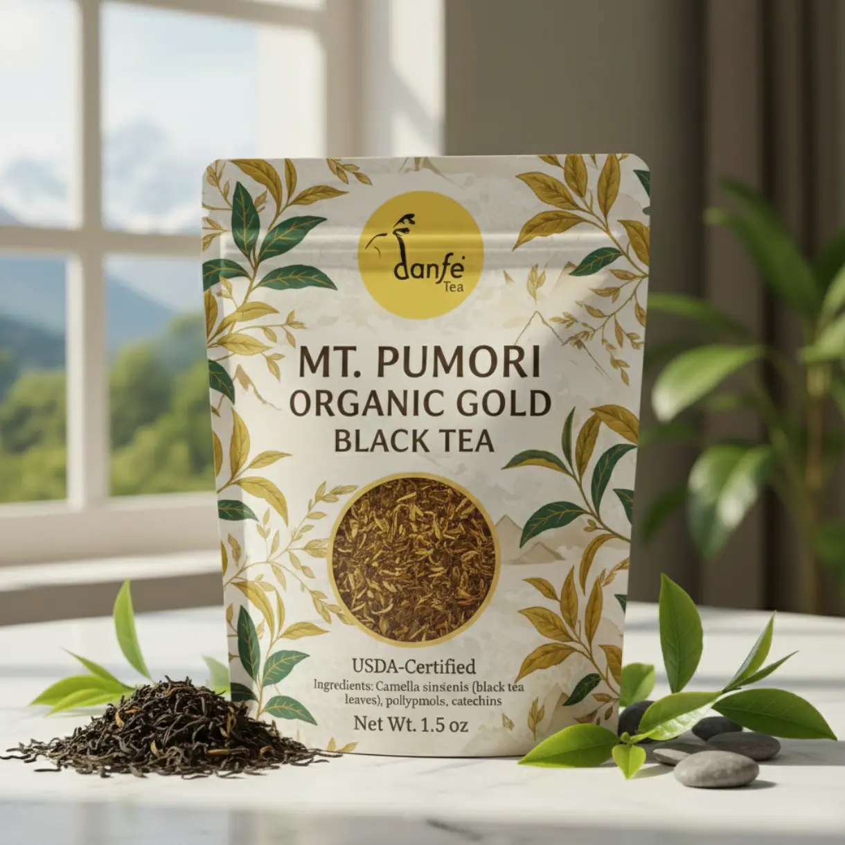 Mt. Pumori Organic Gold Black Tea USDA Certified Himalayan Single Origin Loose Leaf 1.5 oz Premium Energy Boost Focus Support