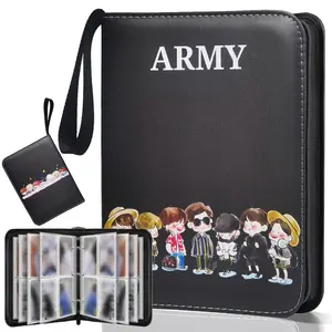 Cute Cartoon Photocard Binder(400 Pockets), K-pop Style Photo Album, PU Leather Zipper with Wrist Strap Design