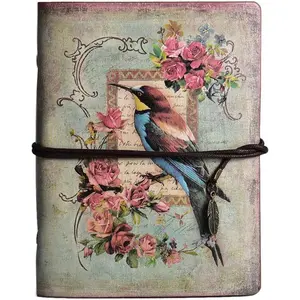 Refillable Journal,  Leather Traveler Notebook Sketchbooks Classic Diary Planner with Blank Pages and Zipper Pocket (Bird)