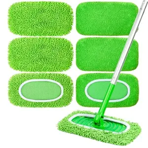 6-Pack Reusable Microfiber Mop Pads - Disposable-Alternative, Swiffer Sweeper Compatible, Washable Dry & Wet Refills for Multi-Surface Hardwood Floor Cleaning