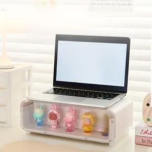 Adjustable Laptop Stand for Desk, Ergonomic Computer Monitor Riser, Multi-Functional Office Organizer, Handheld Storage Box, Desk Accessory