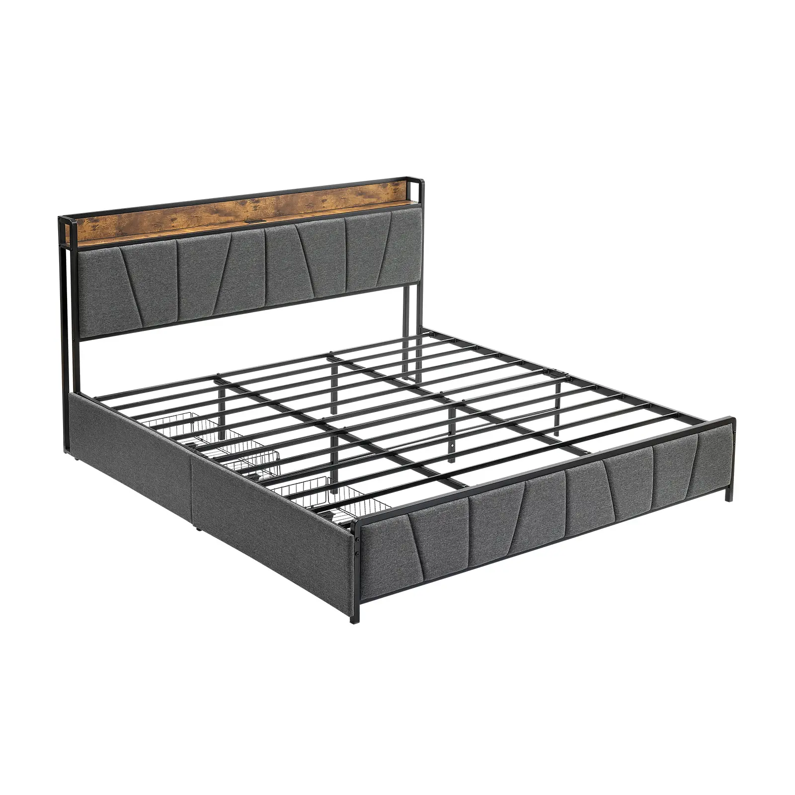 GARVEE Wood Frame Drawer Bed with Soft Pack, Bed Base, Drawer Pack, 1-Box Power Source Indoor Furniture Set