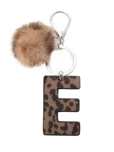 1pc Faux Leather Western-Inspired Leopard Print Keychain with Initial Letters - Stylish Car & Bag Accessory for Men