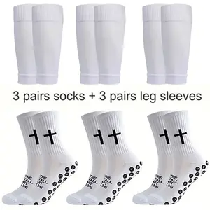 6 Pairs Comfort Sports Leg Socks - Ultra-Breathable, Anti-Slip Silicone Grip for Football & Soccer - High-Performance Outdoor Adventures Set