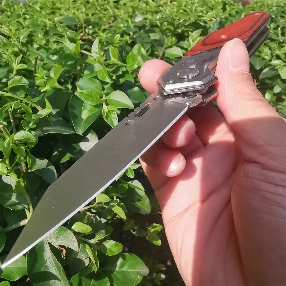 8CR15MOV Steel Thin Edge Folded Pocket Knife, Wood Handle, Slim Design - Durable Outdoor Tool, EDC Survival Tool, Men's Gift for Camping, Hunting (Knives Category)