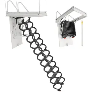 【Father's Day gift】VEVOR Attic Ladder, 660LBS/299.4KG Capacity, Fits 9.5 to 10.2 ft Ceiling Height and 39.4 x 27.5 inch Opening Size, Alloy Steel Pull-Down Retractable Ceiling Stair with Pulling Rod for Attic Loft Roof