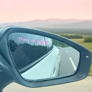 3PCS Trust in God Car Sticker, Car Rearview Mirror Decal, Inspirational Vinyl Sticker, Ideal Christian Gift  (black+white+pink)