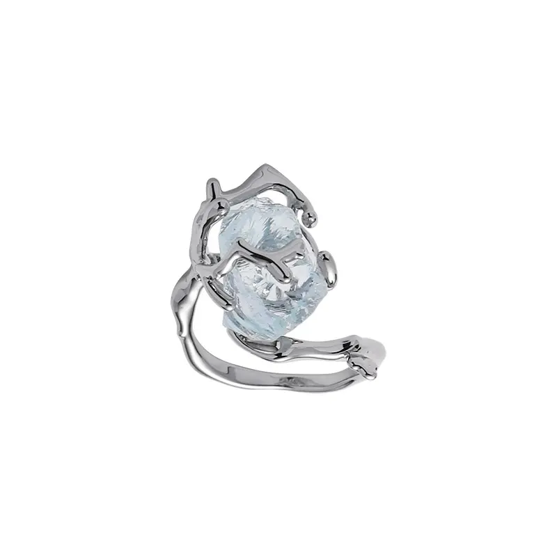 Shamrt Transparent blue adjustable handmade ring