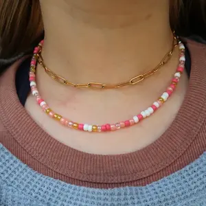 Strawberry Lemonade Beaded Choker Necklace