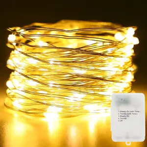 Household daily necessities Fairy Lights Battery Operated 16.4Ft 50 LED Silver Copper Wire Twinkle Lights with 5 Lighting Modes for Christmas Bedroom Wedding Dorm Party Holiday Yard Decoration (Warm White)