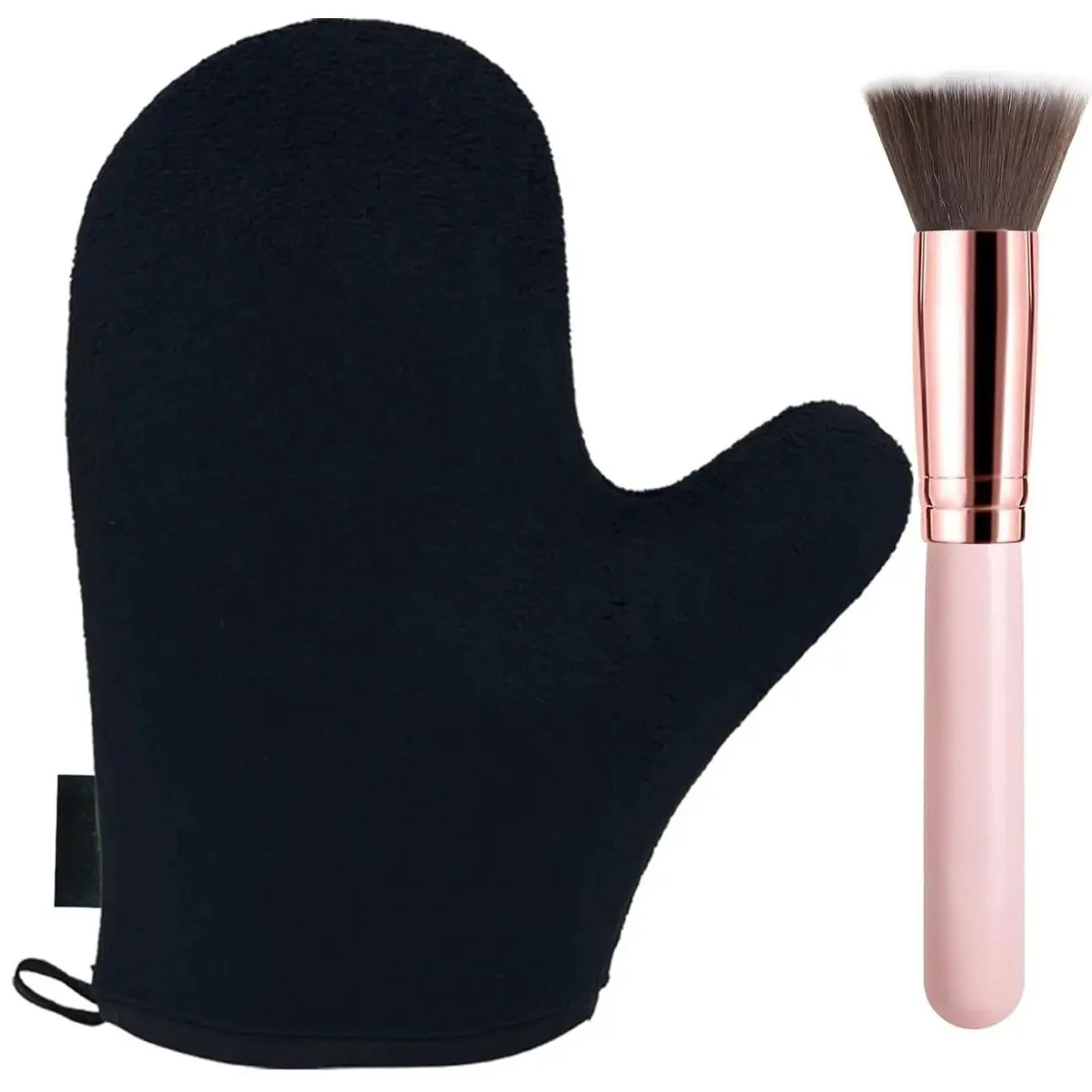 2Pcs Self Tanning Applicator Set Soft Tanning Glove & Brush Sunless Tan Body Care Tools #SelfTanning #TanTools #BeautyAccessories #BodyCare