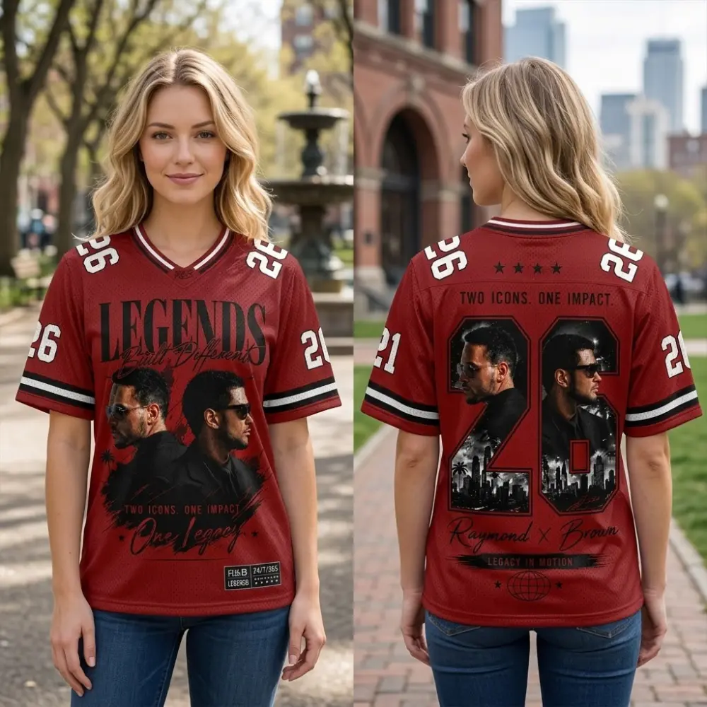 Raymond And Brown The R&B Tour Football Jersey, Maroon Legends Built Different Two Icons Graphic Shirt, Perfect Music Gift for R&B Fan