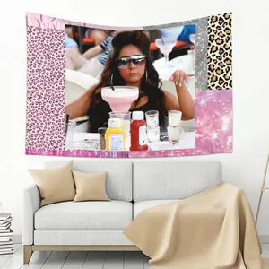 Funny Meme Tapestry Jersey Shore Tapestry Snooki Mood Pink Tapestry Wall Hanging Party Backdorp Wall Art Aesthetic Home Decor College Dorm Decor (60 x 40 in)