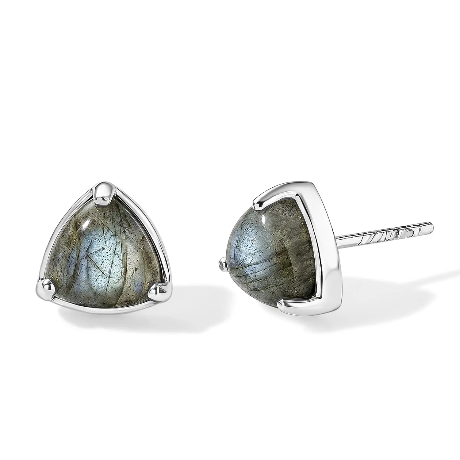 EverTrue AAA Malagasy Labradorite Solitaire Stud Earrings in Platinum Bond 4.00 ctw