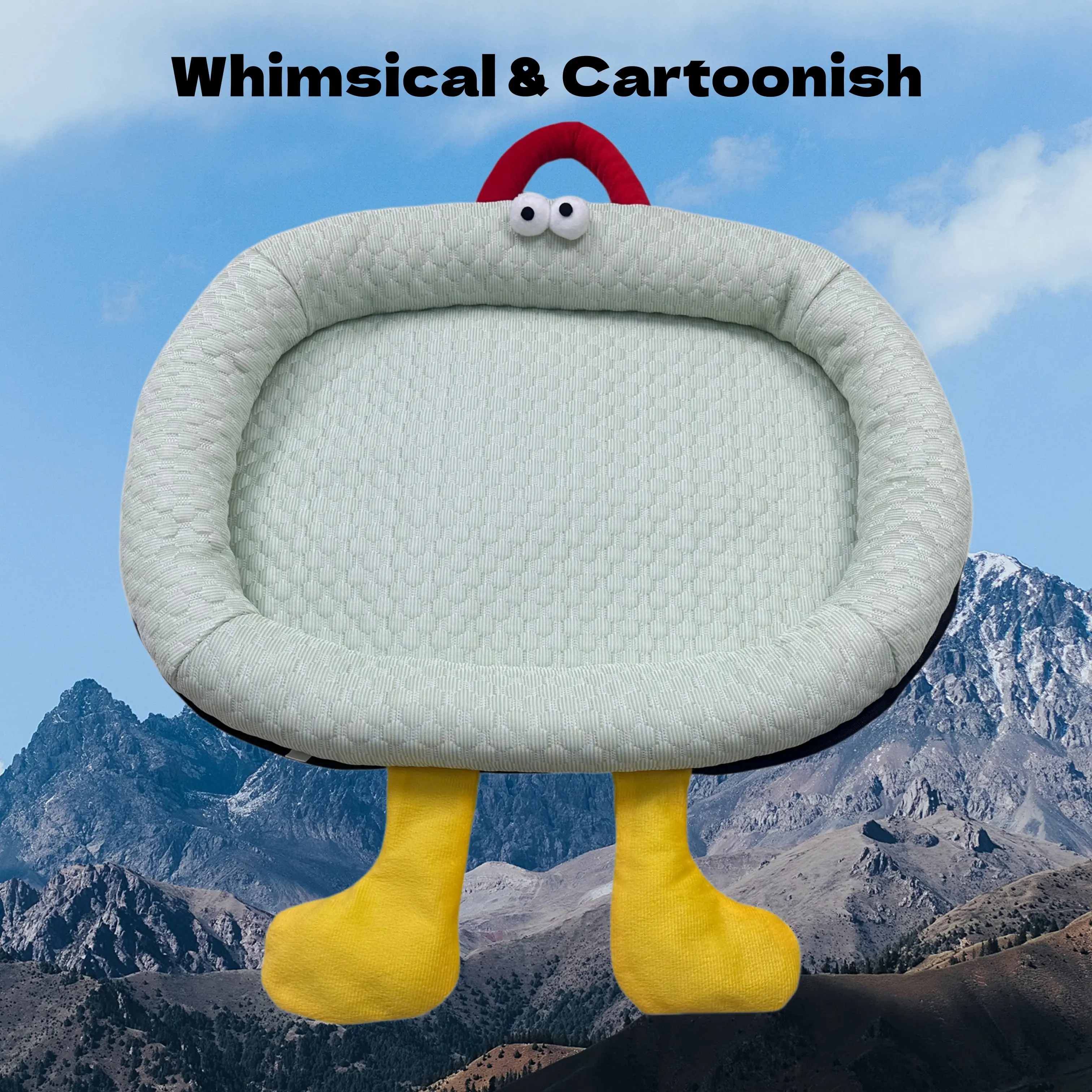 Soft Fufu “Big-Eyed” Cartoon Pet Bed! All-season ice bean fabric; medium and small dogs and cats can lie down comfortably; non-slip and durable—a soothing pet nest for furry companions.