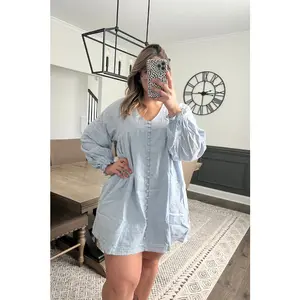 Linen Pintuck Button Dress