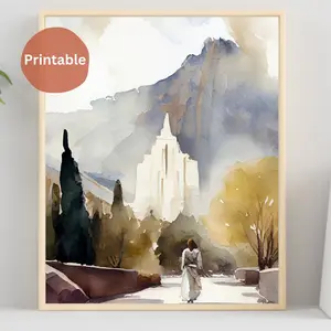 Peaceful Walk at the Lds Temple File, Room Decor, Unframed 5 size, 8x12 to 27x40 inch