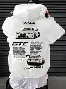 Men's Oversized BMW Race Car Graphic Hoodie | Streetwear Motorsport Pullover Sweatshirt | RACE GTE Car Art Print Hooded Sweatshirt for Car Enthusiasts | Oversized Streetwear Hoodie | F1 Racing Inspired Casual Hoodie