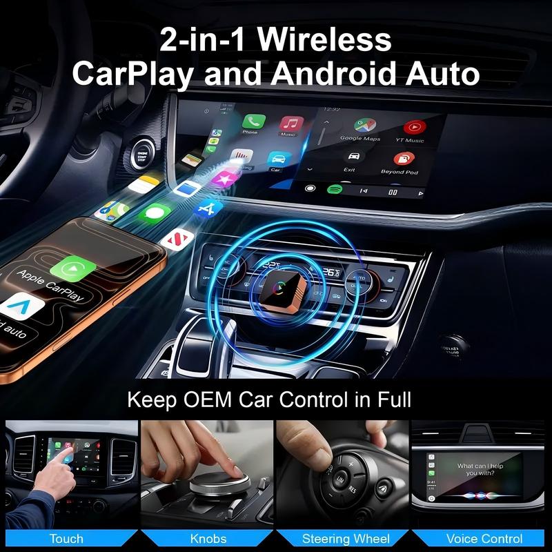 Wireless Carplay 2026 Mini Orange Blue Silver Cube Pro 3.0 Wireless CarPlay ,iPhone/ Android Auto Adapter – Plug & Play, Fast Auto-Reconnect