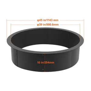 VEVOR Fire Pit Ring, TikTokShopBlackFriday, 45-Inch Outer/39-Inch Inner Diameter, 10inch Height Fire Pit Insert, Heavy Duty Carbon Steel Liner DIY Campfire Ring above or In-Ground, for Outdoor Camping, Bonfires