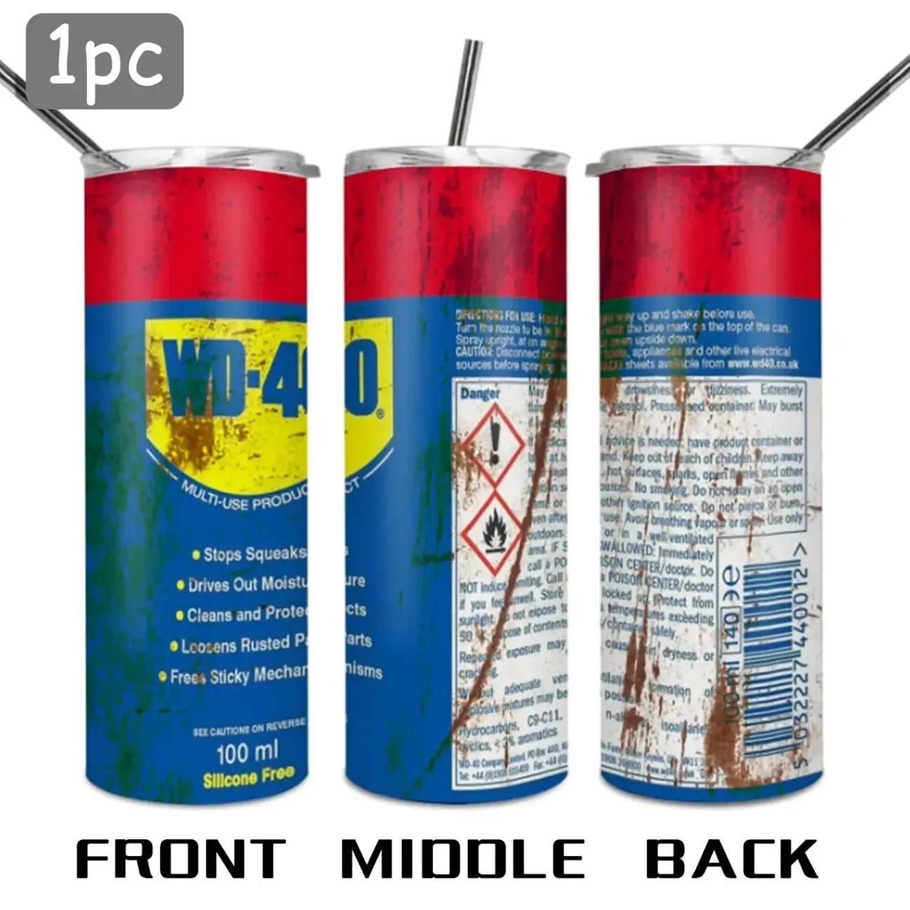 Vintage Garage Tool Graphic Stainless Steel Tumbler with Lid & Straw, Vacuum Insulated Travel Mug for Mechanics & Workshop Use