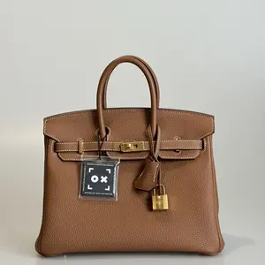 Pre-owned HERMÈS Togo Top Handle Bag Birkin 25 Gold With Gold Hardware 23946181