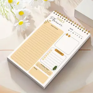Simple Cream Style Daily Planner, Desktop Coil Schedule Book, Undated To-Do List, Goal Tracking, Mood Journal, Sticky Notes Notebook, Life Planner Journal