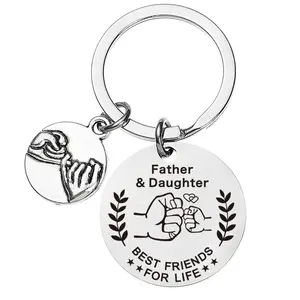 To My Dad Gift Keychain Father's Day Keychain Gift Stainless Steel Holiday Keychain Father Daughter Son Keychain