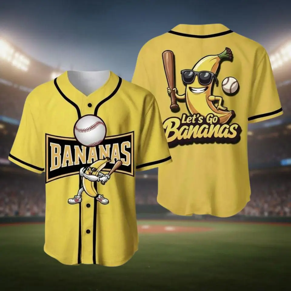 Bananas Team Baseball Jersey, Funny Bananas Jersey, Let's Go Bananas Jersey, Gift For Fan
