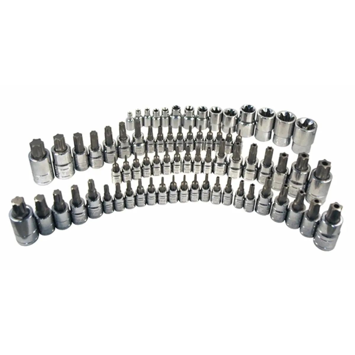 ATD Tools ATD-13772 72 Pc. High Quality Complete Star Bit Socket Set, 6-Lobe Tamper-Resistant, External Star Bit Sockets, Hand Tools Only, 5-Lobe Tamper-Resistant Star Plus, 72 Pieces