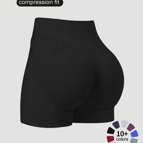 1/3 Pieces Impact Workout Exercise Shorts, Women's Yoga Fitness Seamless High Stretch Sport Shorts, Hidden Scrunch Butt Lifting Sporty Shorts, Casual Stylish Everyday Wear for All Season