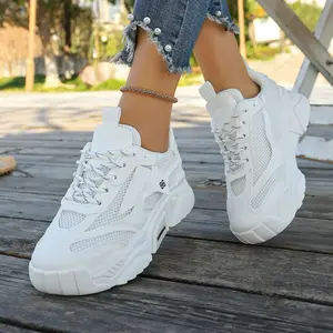 Ubetif Mesh Sneakers Casual Sports Women's Shoes Lace-up Height-Increasing Women's Shoes, Women Shoes