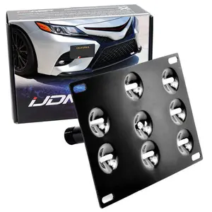 iJDMTOY No Drill Front Bumper Tow Hook License Plate Mounting Bracket Adapter Kit For 2018 Toyota Camry SE or XSE