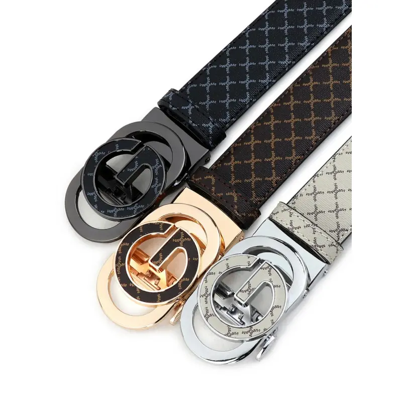 Men's Fashionable Plaid Pattern Buckles Belt, Casual Business Belt for Party, Daily Clothing Decor, Trendy All-match & Exquisite Belt for Birthday Gift, Artisan Leather Belt