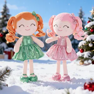 2PCS Gloveleya Christmas Plush Doll 12 Inch Girl Toys Soft Collectible Dolls with Removable Dress Holiday Gift Combination Set for Kids and Girls