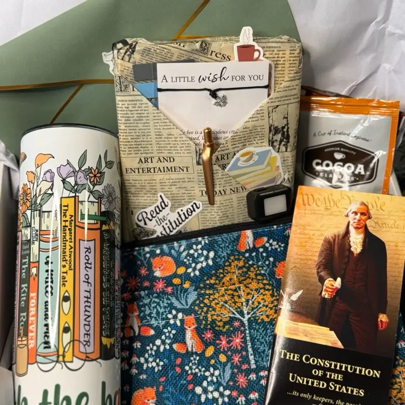 Banned Book Box with Book Mark, Note, Cup, Stickers & Chocolate - Explore Banned Books with Reflective Questions Goodie Bag Stuffer Gifts