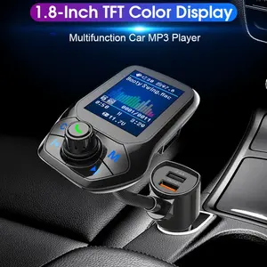 Car Wireless Fm Transmitter, 1.8 Inch Large Screen, Eq Mode Car Music Player, Display Song Name, Supports Hands-Free Calls, Siri Google Assistant, USB Car Charger
