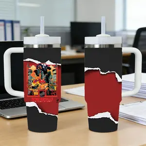 Cowboy B-B-Bebop Vacuum Flasks 40oz Stainless Steel Leakproof Insulated Tumbler with Handle & Straw, Vacuum Insulated Travel Mug Keeps Drinks Cold Up to 12 Hours, Leak-Resistant Cup for Iced Coffee, Water, Office, Gym, Travel or Drinkware