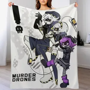 Anime Murder Drones Flannel Blanket (10)Ultra Soft Anime Throw Blanket All Seasons Lightweight Microfiber Blankets for Living Room Bedroom Unique Gifts Cartoon Anime Blanket