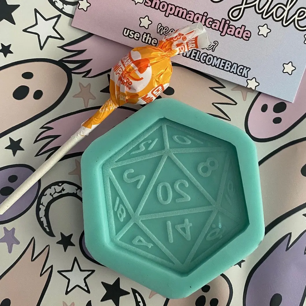 Flat D20 Dice Keychain Silicone Mold