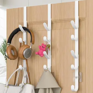 Over The Door Hooks, Metal Door Hooks for Hanging, Over The Door Purse Organizer for Door Coat Hanger,  of Shower Door Hooks for Hanging Towel Rack Clothes, Hat, Bathroom, Closet (White-3Packs)