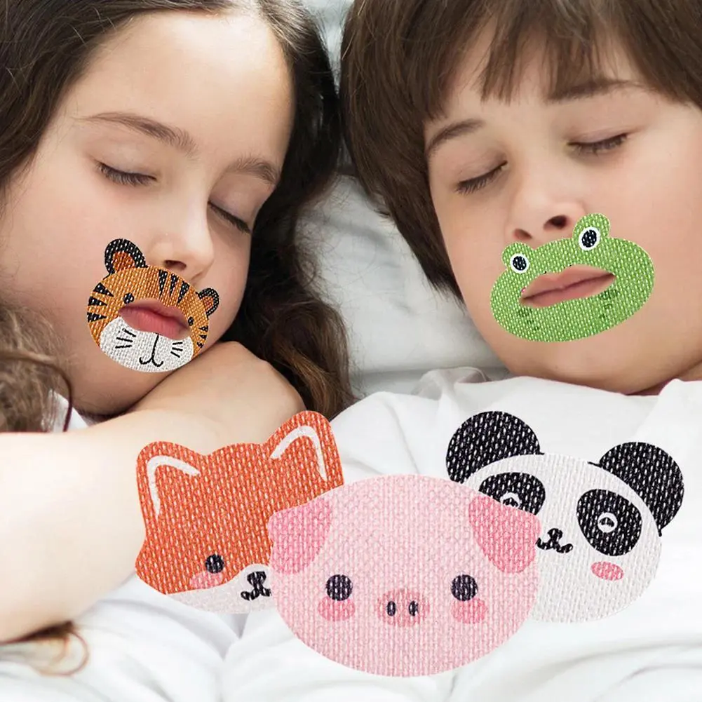 30Pcs Cartoon Anti-Snoring Stickers For Children Night Sleep Lip Nose Breathing Improving Patch Mouth Correction Sticker Tape